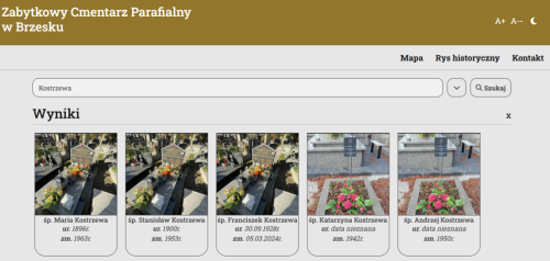 2 Cyfrowa mapa cmentarza w Brzesku. Uczniowie stworzyli aplikację do wyszukiwania grobów